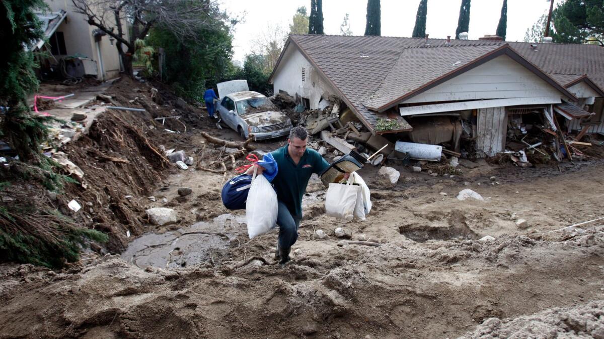 A debris flow hit La Canada Flintridge in 2010. Mud and debris came rushing through an entire house on Manistee Drive.