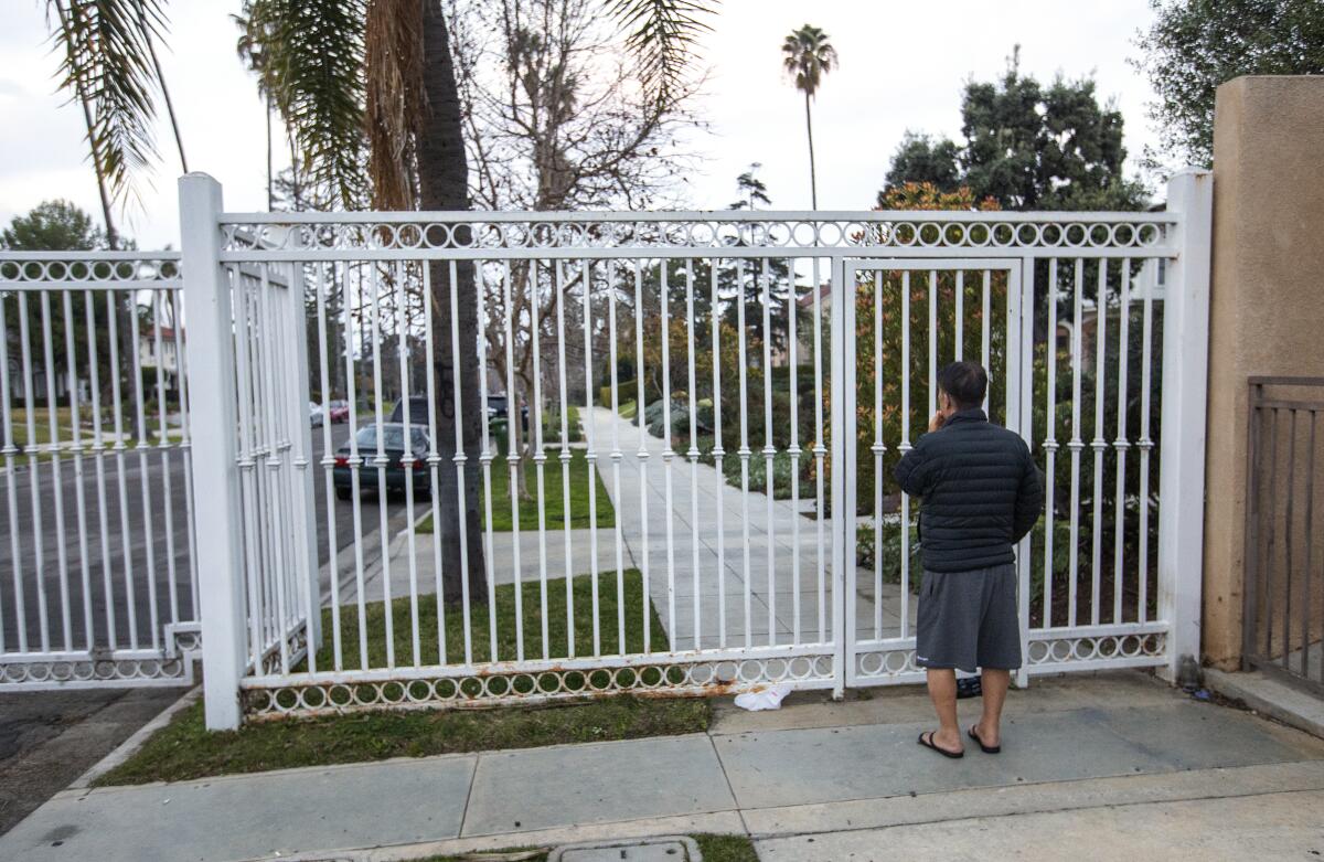 The gates prevent people and cars from entering Gramercy Place north of Pico Boulevard.