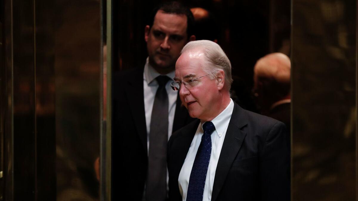 Rep. Tom Price (R-Ga.) is President-elect Donald Trump's pick to be Health and Human Services secretary.