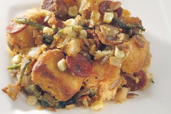 Pumpkinseed stuffing with chorizo