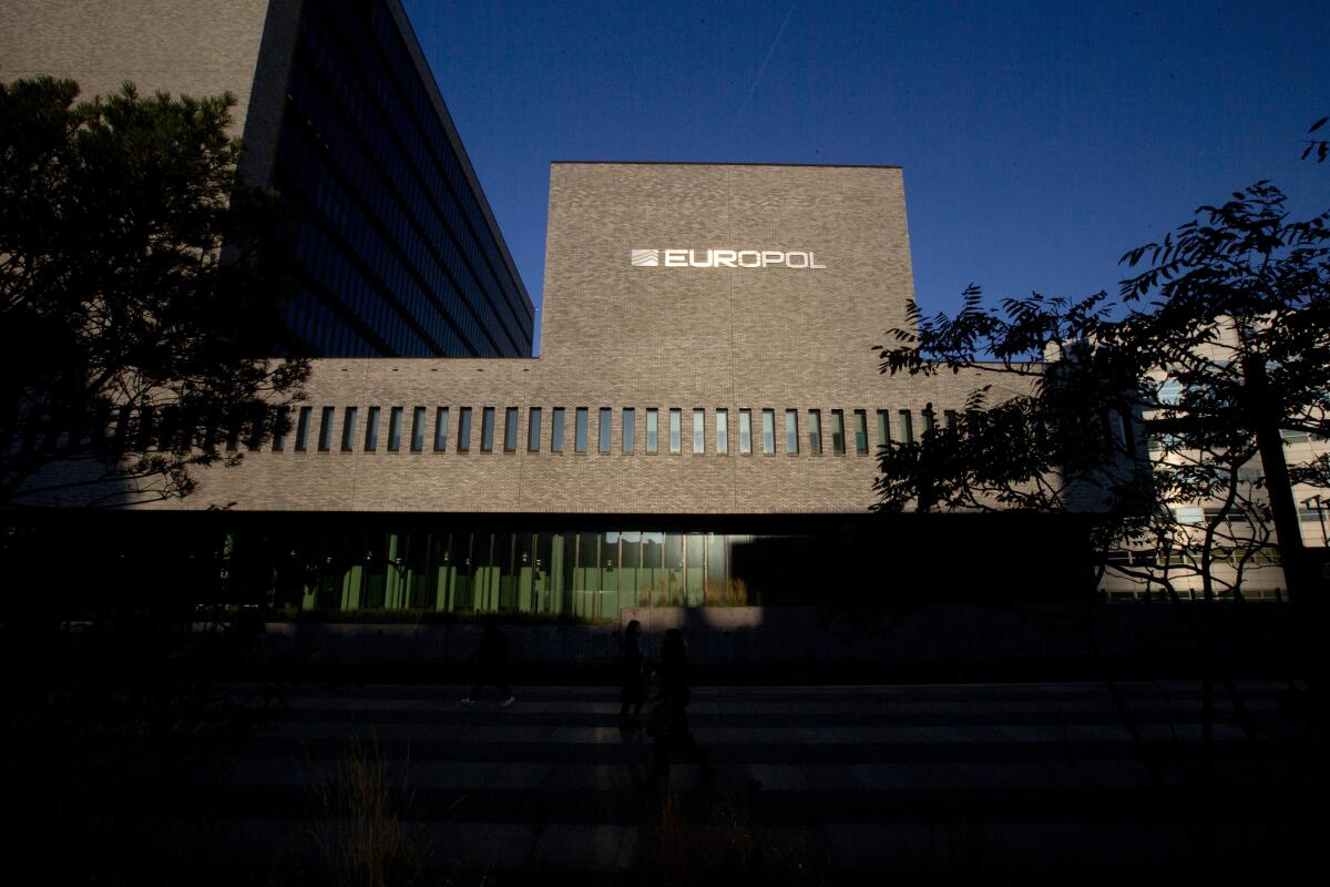 The sun reflects off the Europol headquarters 