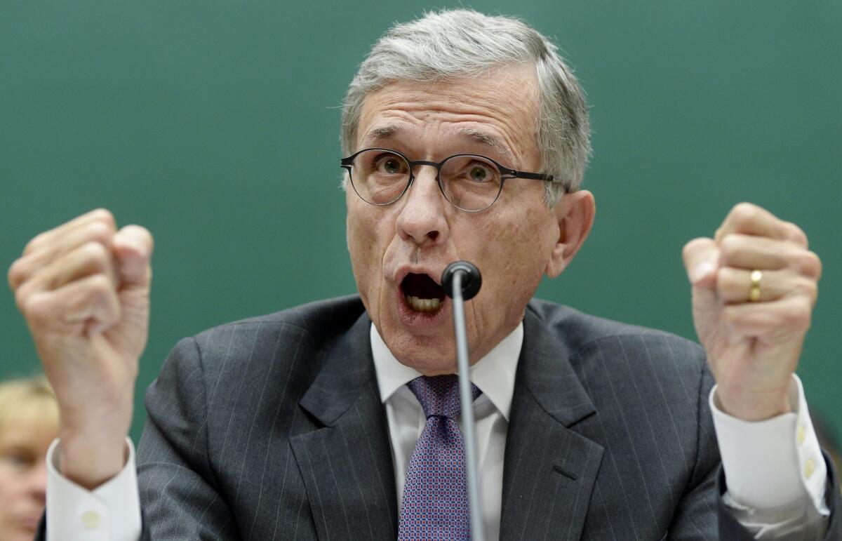 Federal Communications Commission Chairman Tom Wheeler testifies before a House Energy and Commerce subcommittee in Washington, D.C., in May.