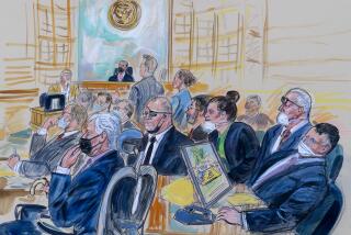 FILE - This artist sketch depicts the trial of Oath Keepers leader Stewart Rhodes and four others charged with seditious conspiracy in the Jan. 6, 2021, Capitol attack, in Washington, Oct. 6, 2022. Shown above are, witness John Zimmerman, who was part of the Oath Keepers' North Carolina Chapter, seated in the witness stand, defendant Thomas Caldwell, of Berryville, Va., seated front row left, Oath Keepers leader Stewart Rhodes, seated second left with an eye patch, defendant Jessica Watkins, of Woodstock, Ohio, seated third from right, Kelly Meggs, of Dunnellon, Fla., seated second from right, and defendant Kenneth Harrelson, of Titusville, Fla., seated at right. Assistant U.S. Attorney Kathryn Rakoczy is shown in blue standing at right before U.S. District Judge Amit Mehta. U.S. Army veterans Watkins and Harrelson are scheduled to be sentenced on Friday, May 26, 2023 (Dana Verkouteren via AP)