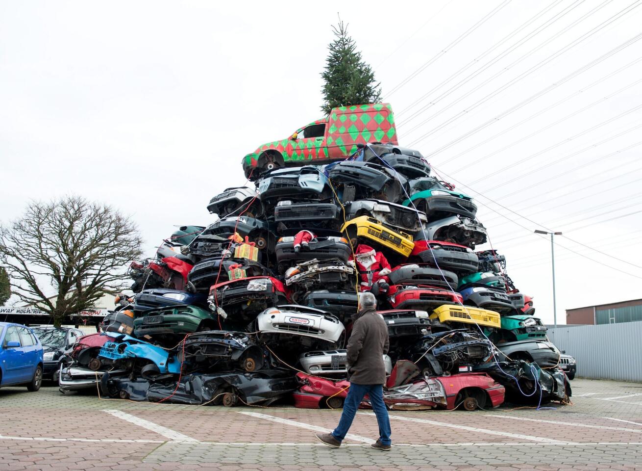 Junk car Christmas tree