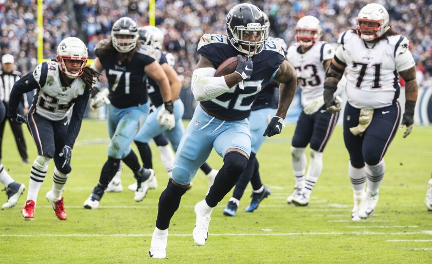Tennessee Titans running back Derrick Henry (22) finished last season with the single most productive month any NFL running back had last season. Those five games in December could be the harbinger of a breakout season.