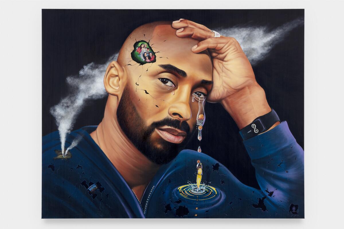 Mr. Wash's memorial portrait of Kobe Bryant, "Shattered Dreams" (2020).