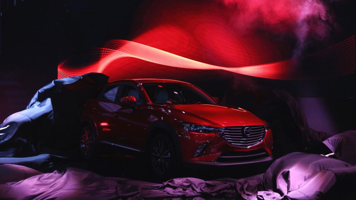 The Mazda CX-3 is unveiled at the 2014 Los Angeles Auto Show on Nov. 19, 2014.