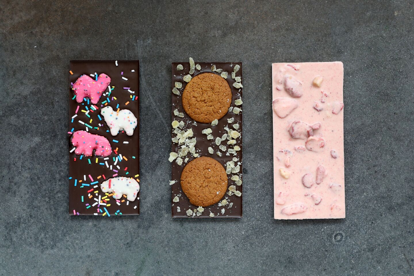 Pink Elephants, Ginger Bread and Strawberry Shortcake chocolate bars