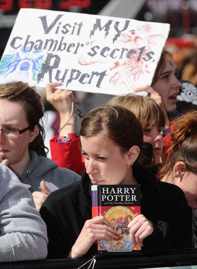 A fan awaits the premiere of 'Harry Potter and the Deathly Hallows: Part 2'