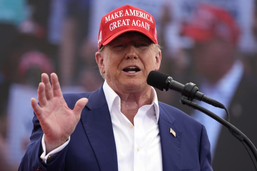 FILE - Republican presidential candidate former President Donald Trump speaks at a campaign rally June 9, 2024, in Las Vegas. (AP Photo/John Locher, File)