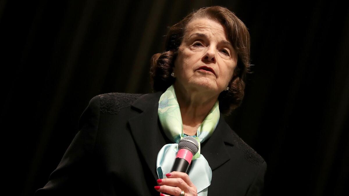 Sen. Diane Feinstein (D-Calif) holds a town hall meeting at First AME Church in Los Angeles.