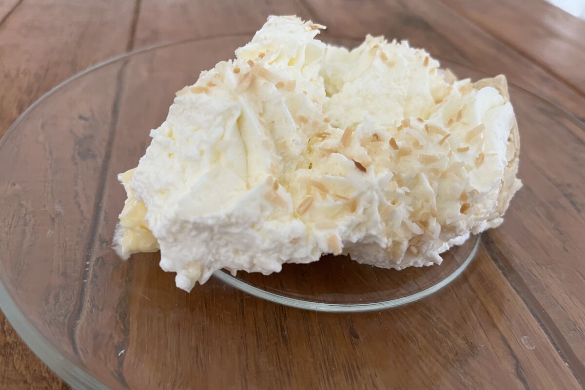 The coconut cream pie at Village Kitchen and Pie Shoppe in Carlsbad.