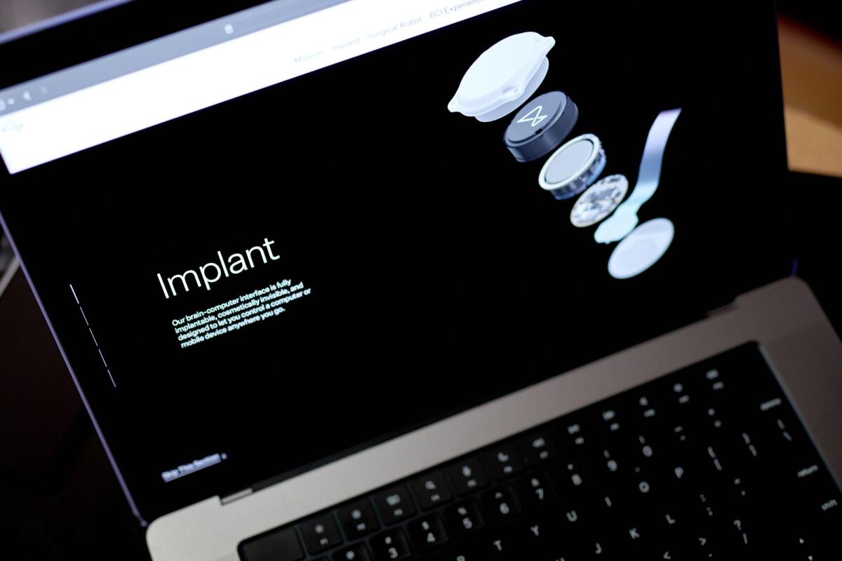 The Neuralink device on the website.