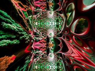 Green and red swirls fill the Infinity Room.