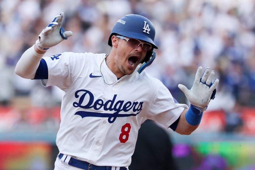 LOS ANGELES, CALIFORNIA - OCTOBER 11: Enrique Hernandez #8 of the Los Angeles Dodgers.