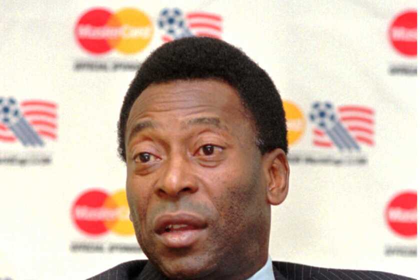 Soccer's greatest player, Pele, speaks at a roundtable discussion in New York.