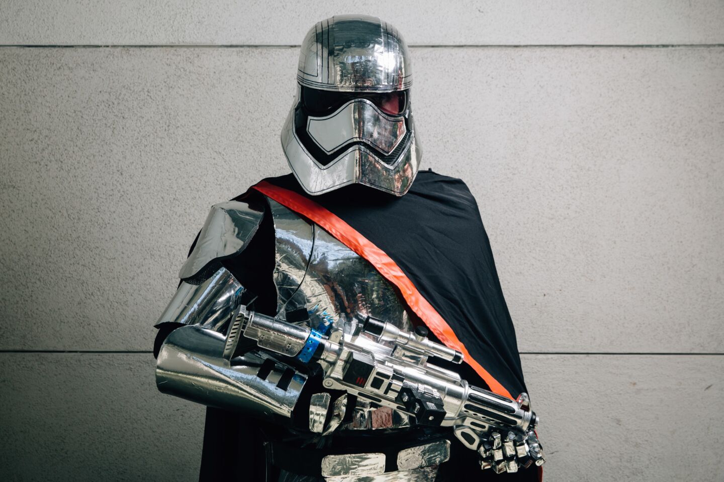 Emily Christiansen, 21, of Lake Forest, cosplays as Capt. Phasma from the “Star Wars” universe of films.