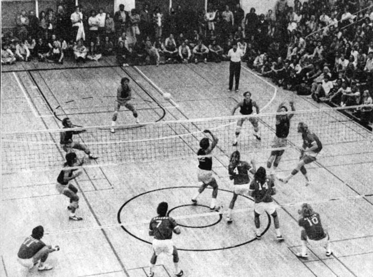 Many of San Diego State's 1973 volleyball matches were standing-room only.