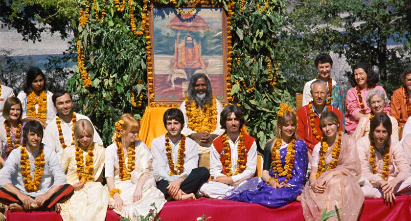Paul Saltzman took this photo of The Beatles at the Maharishi Yogi's ashram. The story is in "Meeting the Beatles in India."