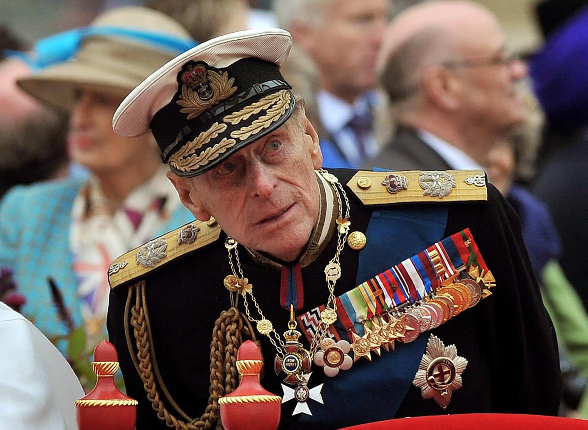 Prince Philip attends an event in naval uniform in 2012.