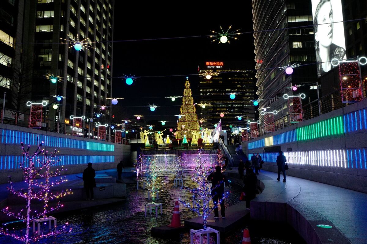 Christmas decorations at the Cheonggyecheon stream in Seoul, South Korea this month. While South Korea is about 30% Christian, the holiday is widely celebrated as a lover's holiday.