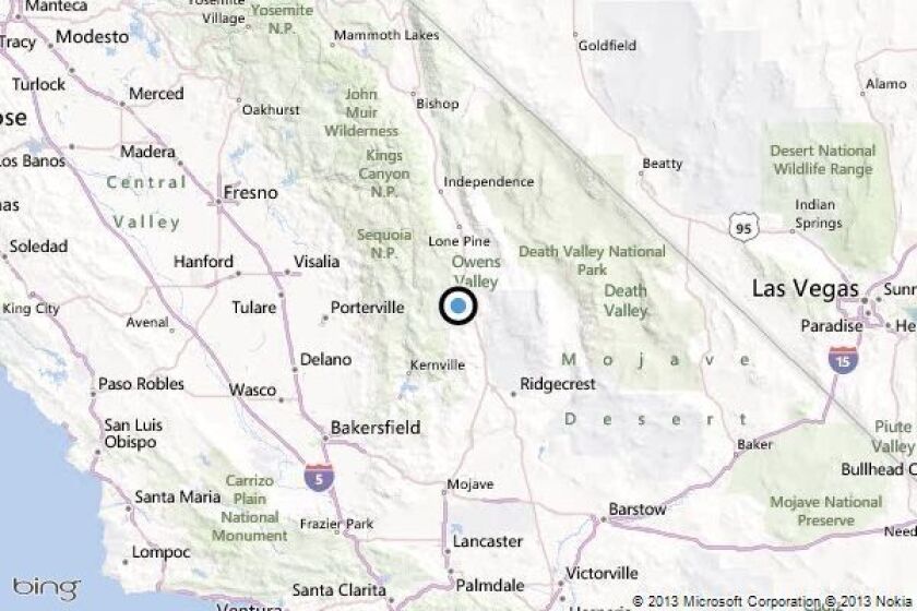 Where Is Lone Pine California On The Map Earthquake: 3.9 quake strikes near Lone Pine, Calif.   Los Angeles 