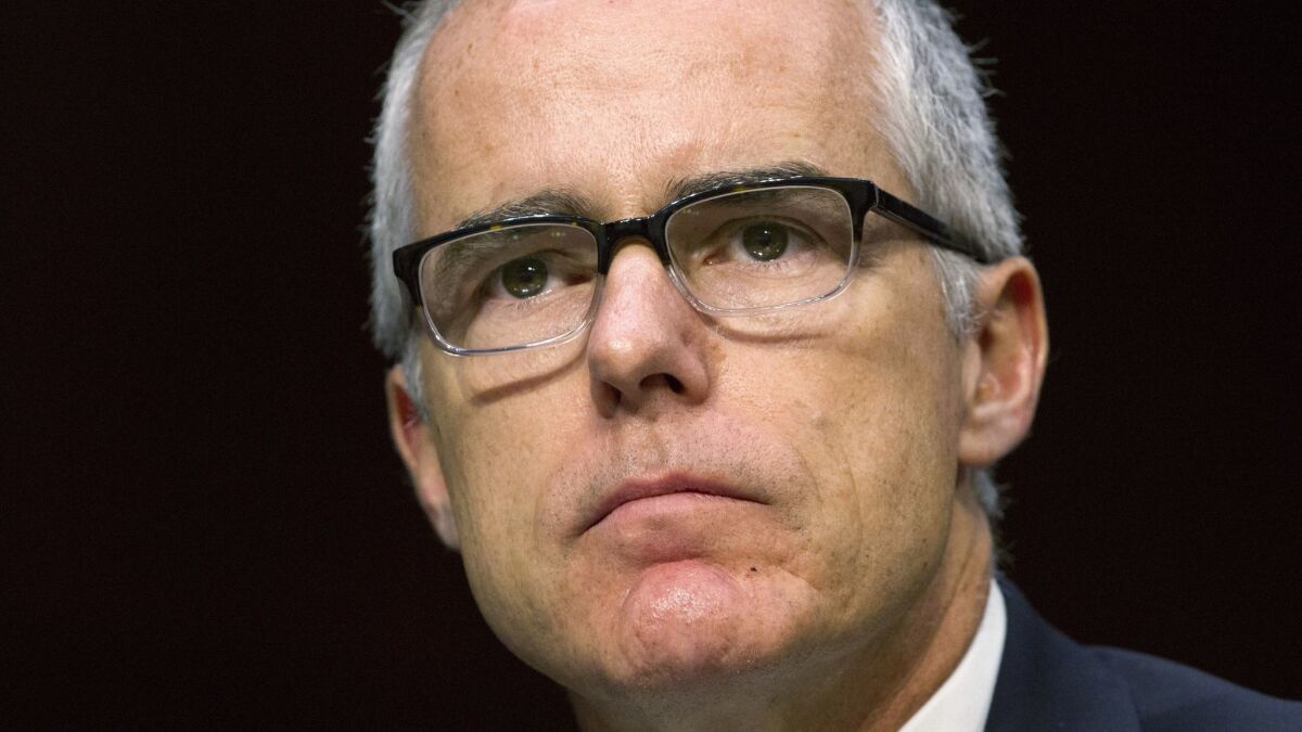 Then-acting FBI Director Andrew McCabe listens during a Senate Intelligence Committee hearing on May 11, 2017.