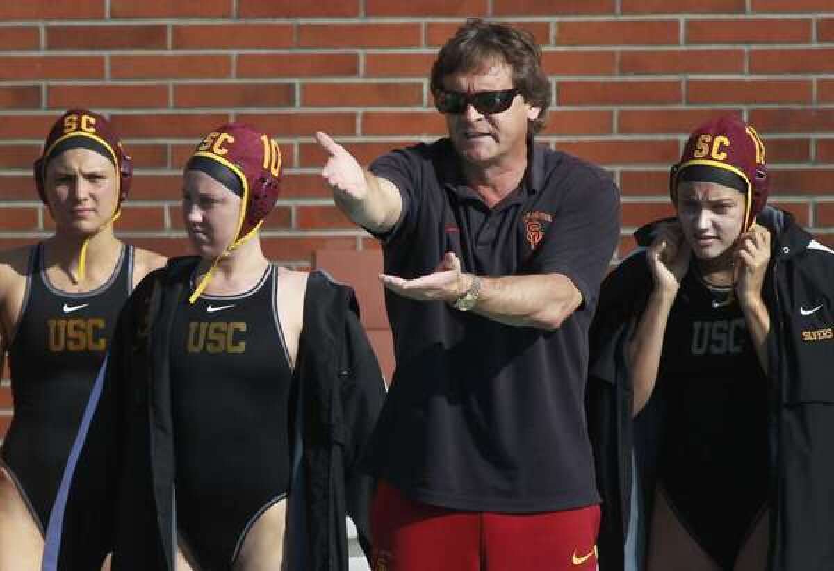 USC water polo coach Jovan Vavic roams the sidelines during a scrimmage against UCLA in 2011.