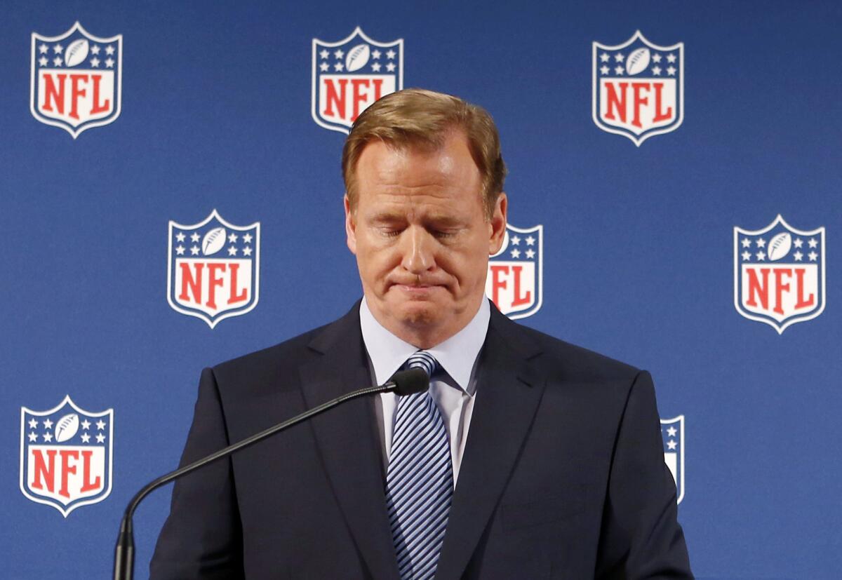 NFL Commissioner Roger Goodell pauses as he speaks during a news conference in New York. His apologies were described as "generic."