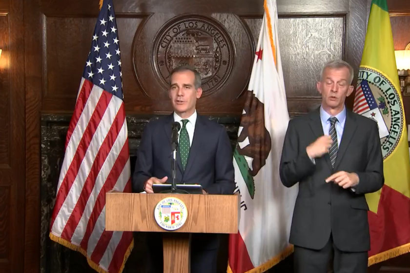 Mayor Eric Garcetti announced Wednesday on a Facebook Live video that 42 recreation centers will be converted into shelters for homeless residents, aimed at slowing the spread of the novel coronavirus.