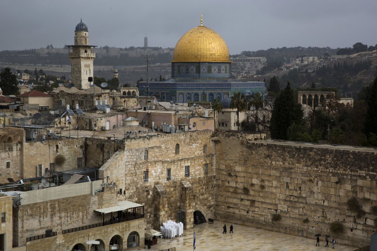 A view of the Western Wall and the Dome of the Rock, some of the holiest sites for Jews and Muslims, is seen in Jerusalem's Old City.