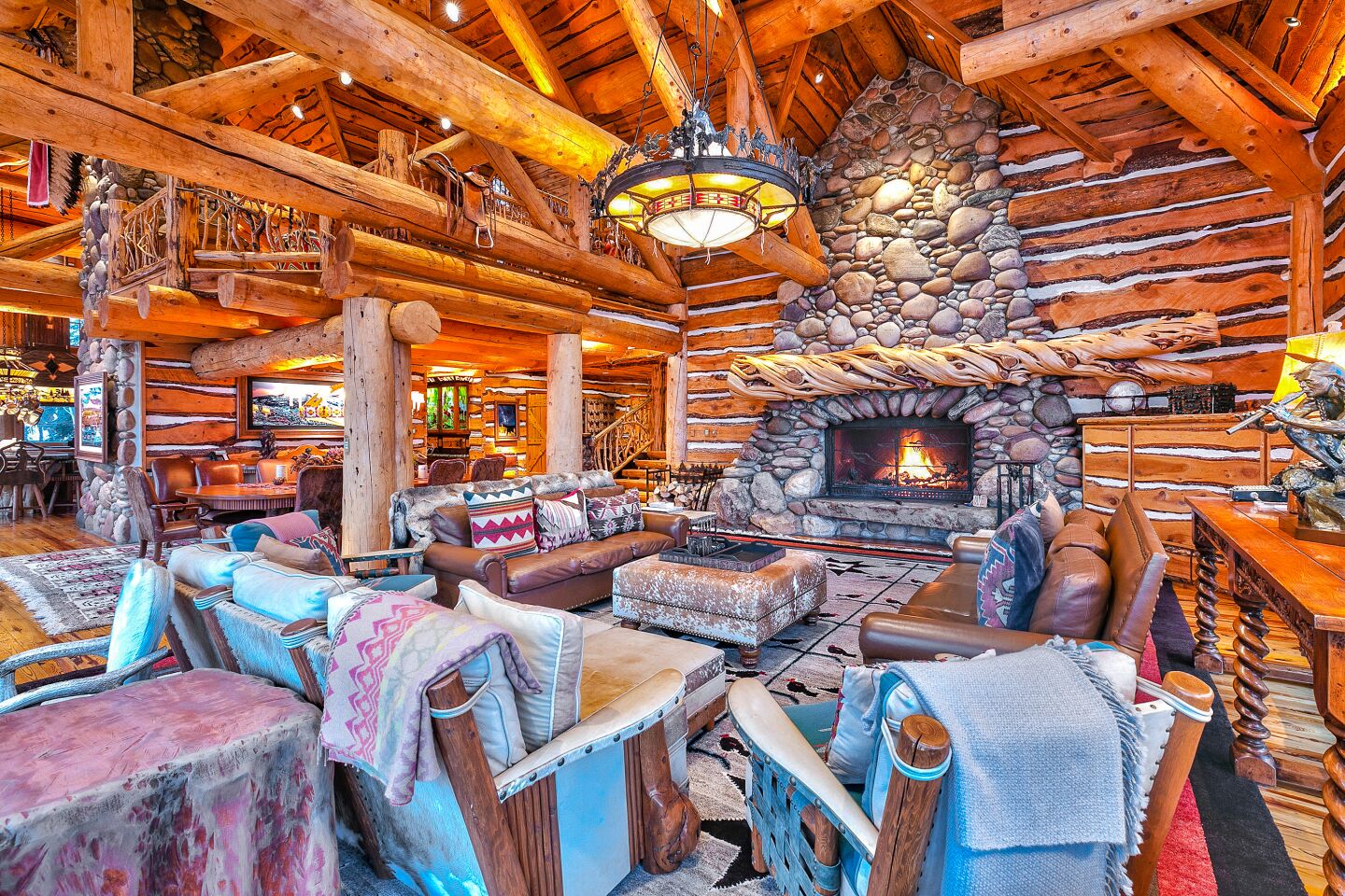 Spanning 16.5 acre, the mountain retreat centers on a cabin-style mansion of more than 12,000 square feet.