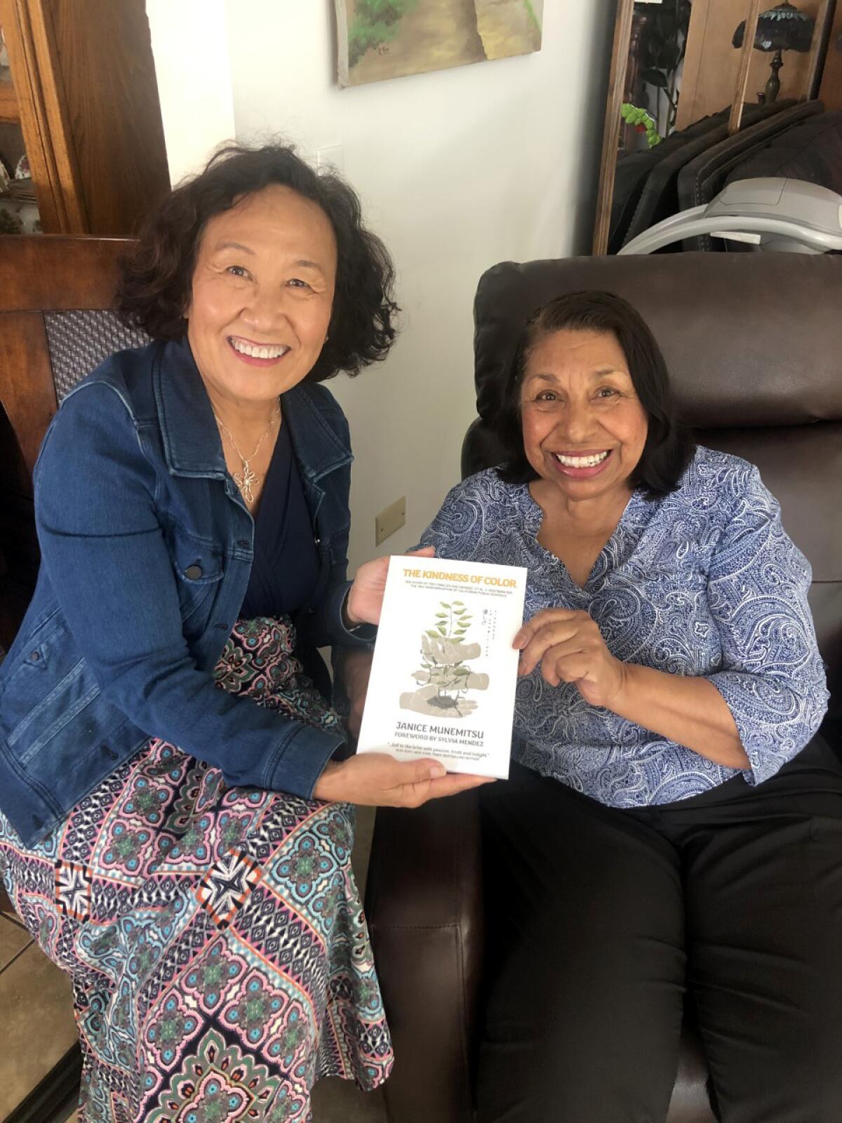 Munemitsu and Sylvia Mendez pose together to celebrate the release of "The Kindness of Color."