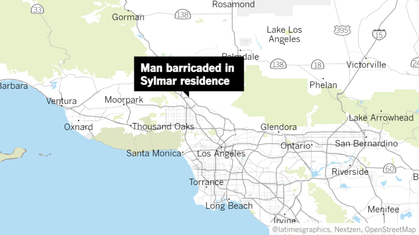 Location map of Sylmar neighborhood of Los Angeles.