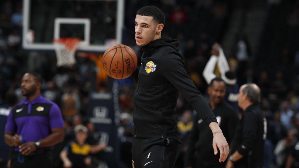 Lonzo Ball before the game against Denver.