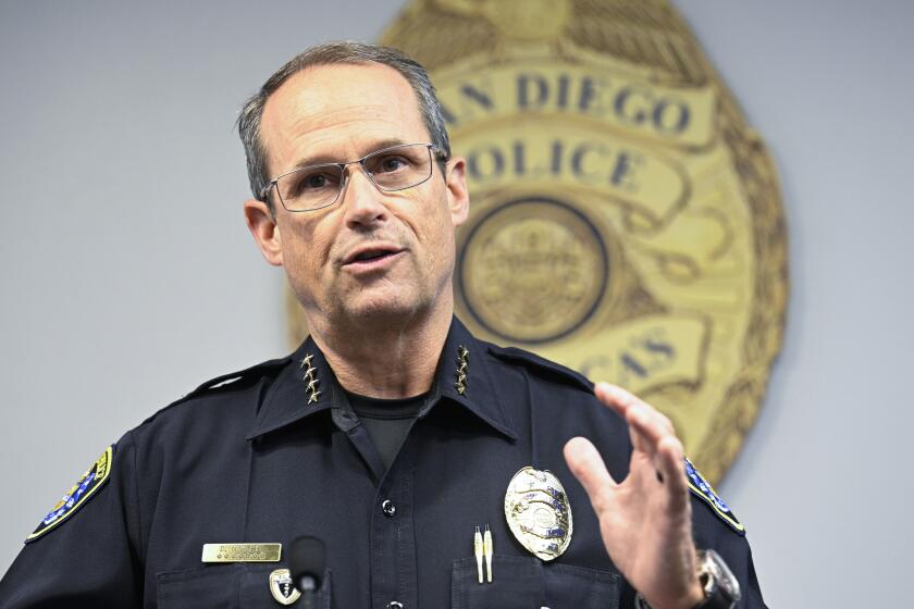 San Diego Police Chief David Nisleit speaks at a news conference held to talk about the shooting of a police officer June, 9, 2023 in San Diego, Calif. (Photo by Denis Poroy)