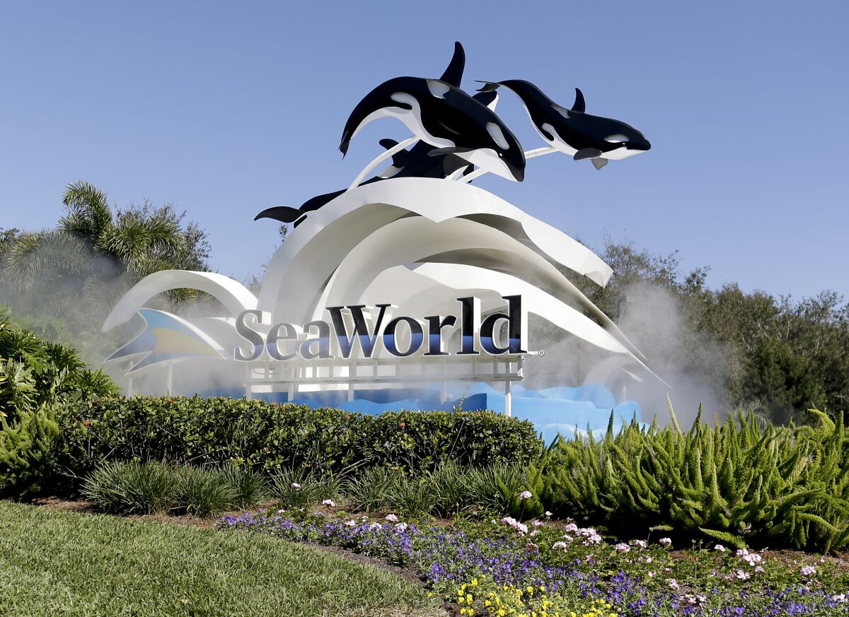 The entrance to SeaWorld, in Orlando, Fla. 
