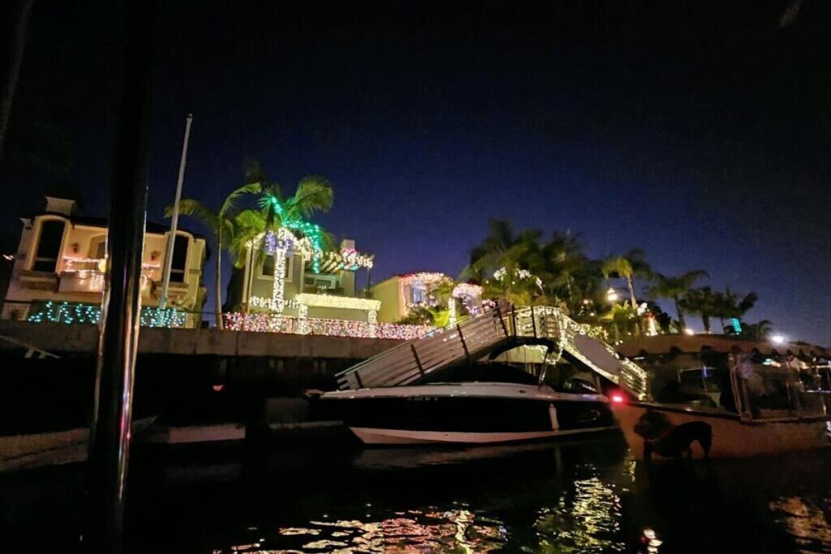 The route of the Naples Island Christmas Boat Parade in Long Beach.