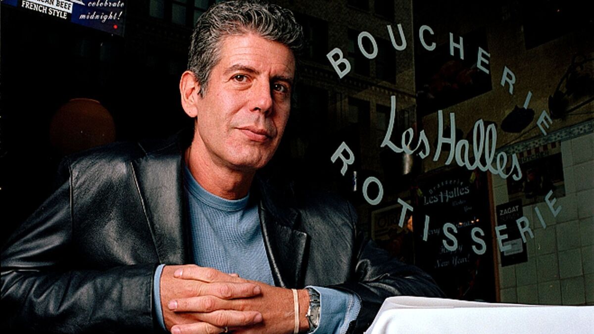 Anthony Bourdain, seen in 2001, was the owner and chef of Brasserie Les Halles in New York City when he rose to fame — some would say infamy — with his best-selling book "Kitchen Confidential." Bourdain was found dead Friday from an apparent suicide in France.