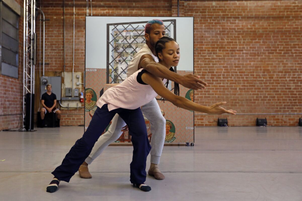 Anthony Lee Bryant and Nayomi Van Brunt rehearse at L.A. Dance Project's studio in downtown Los Angeles.