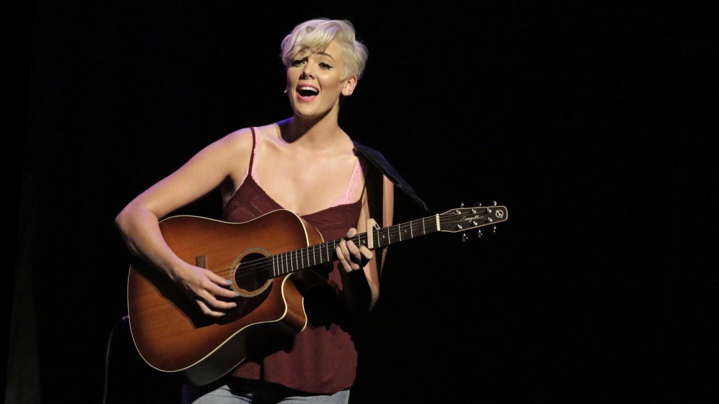 Betty Who performs one of her multiple roles in "The Unauthorized O.C. Musical" at the Montalban in Hollywood.