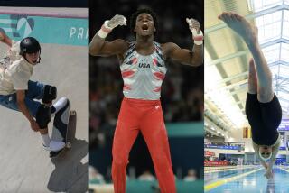 Skateboarder Tate Carew, gymnast Frederick Richard and swimmer Ali Truwit compete in their respective sports.