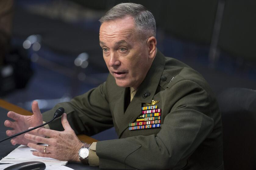 U.S. Marine Gen. Joseph F. Dunford, Jr. appears before the Senate Armed Services Committee hearing on his nomination to be Chairman of the Joint Chiefs of Staff.