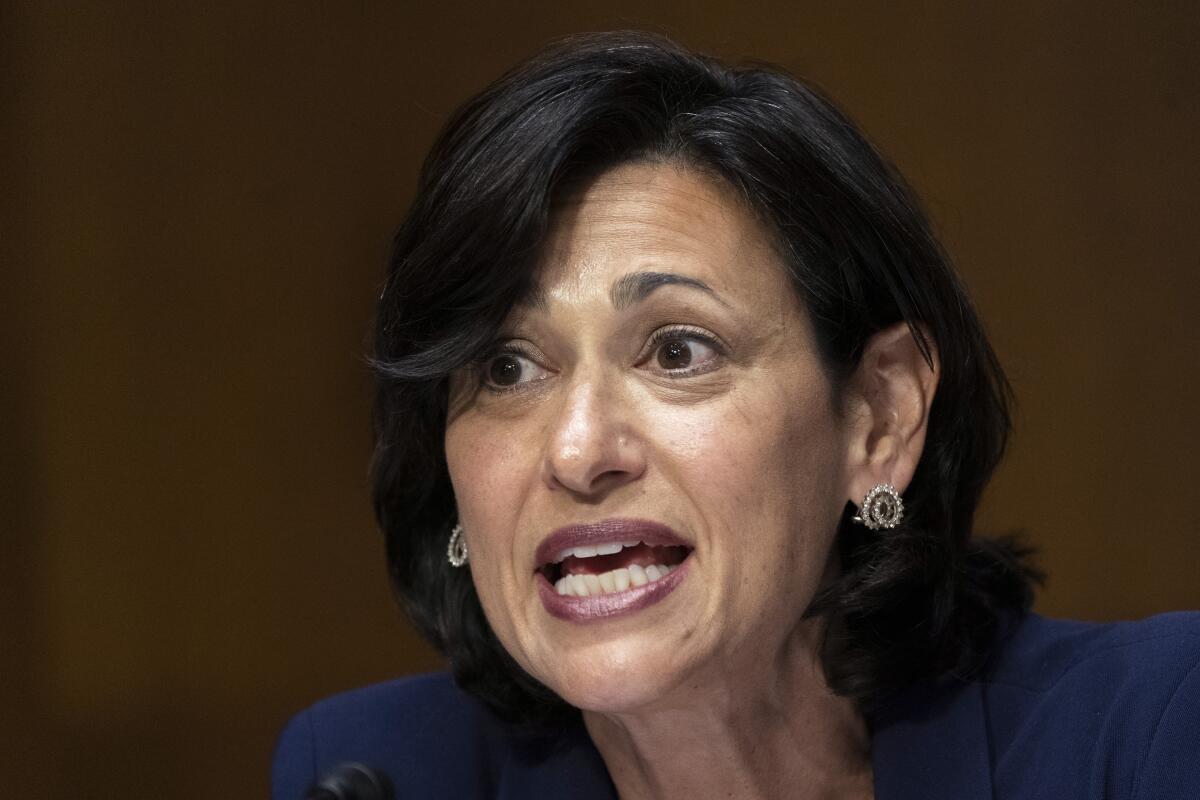 Dr. Rochelle Walensky, director of the Centers for Disease Control and Prevention, testifies during a Senate hearing.