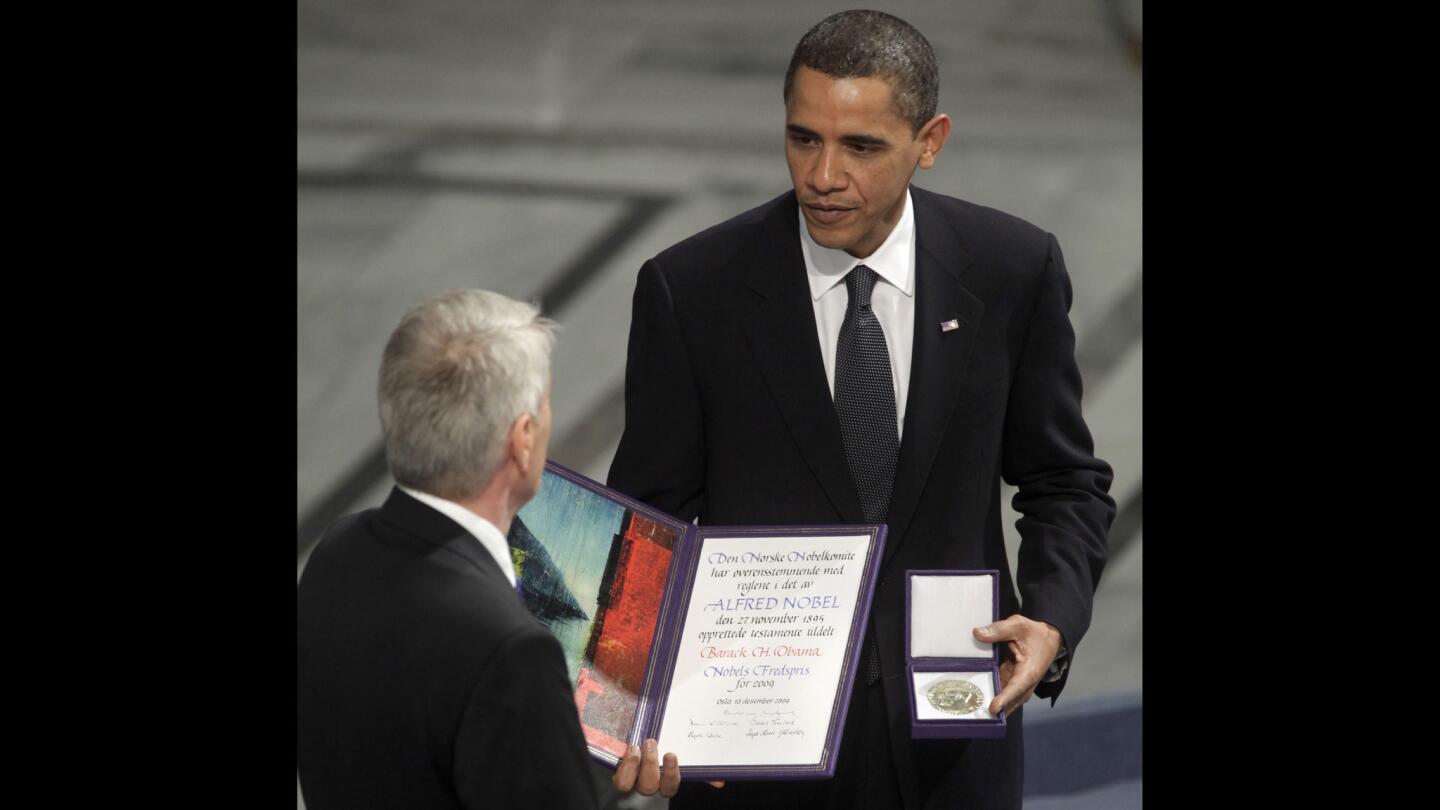 U.S. President Barack Obama was honored by the Nobel committee after just nine months in office. The Nobel board said the award was for "his extraordinary efforts to strengthen international diplomacy and cooperation between peoples. The committee has attached special importance to Obama's vision of and work for a world without nuclear weapons."