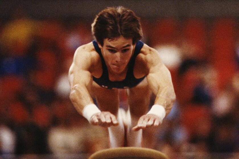 Kurt Thomas of the United States performs during the Men's Horse Vault event on 29th October 1979 during the World Artistic Gymnastics Championships in Fort Worth, Texas, United States. (Photo by Tony Duffy/Getty Images)