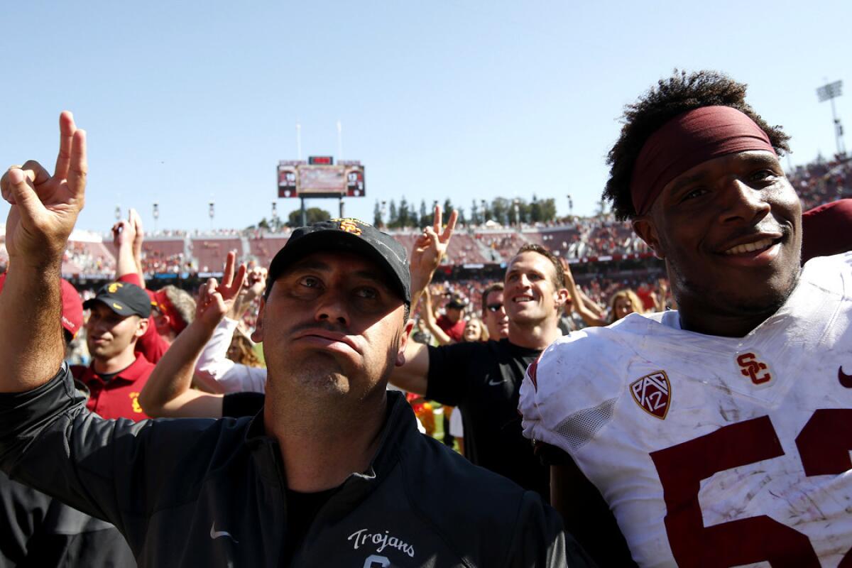 Coach Steve Sarkisian and USC will likely count on Delvon Simmons to move from defensive tackle to nose tackle to replace the injured Antwaun Woods in the Holiday Bowl.