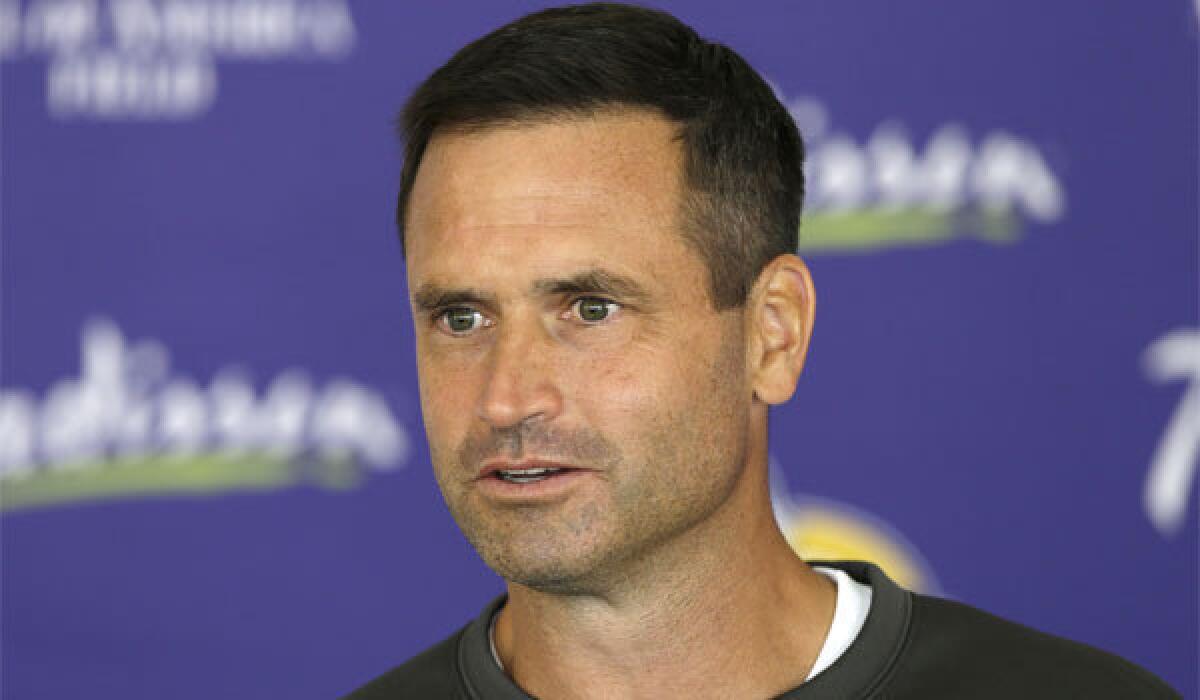 Minnesota special teams coach Mike Priefer, shown in July 2013, defended himself Thursday against allegations made by former Vikings punter Chris Kluwe.