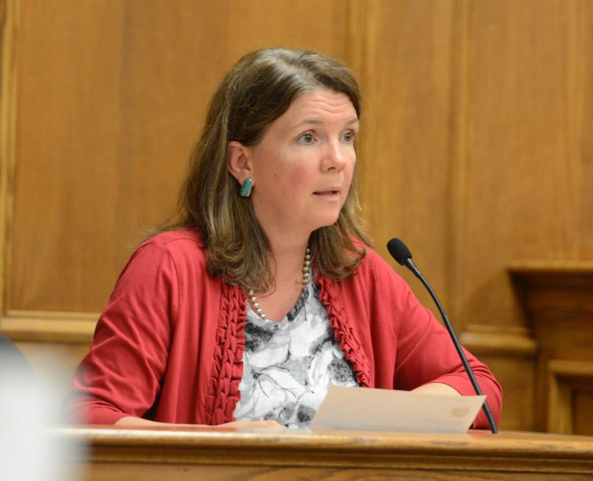 Boulder County Clerk and Recorder Hillary Hall testifies July 9 in response to state Atty. Gen. John Suthers' attempt to make her stop issuing same-sex marriage licenses. Hall said July 29 that she would comply with the Colorado Supreme Court's order to stop issuing such licenses.