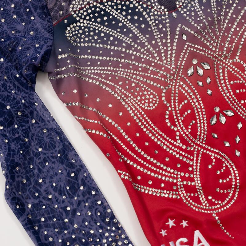 A close look at the gems on the U.S. gymnastic team Paris Olympics leotards.